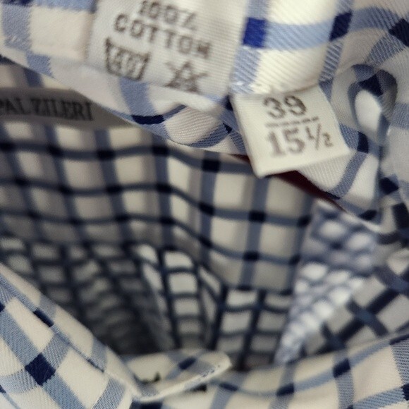 Pal Zileri Mens Long Sleeve Checkered Print Button Down Shirt Size 15 1/2-39 - Picture 10 of 10